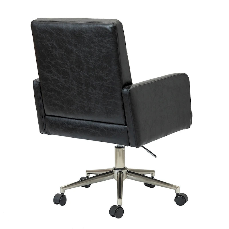 Chaise de bureau réglable en hauteur en cuir végétalien moderne Lorenz à 5 roulettes par HULALA HOME