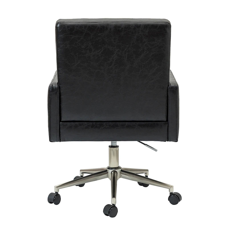 Chaise de bureau réglable en hauteur en cuir végétalien moderne Lorenz à 5 roulettes par HULALA HOME