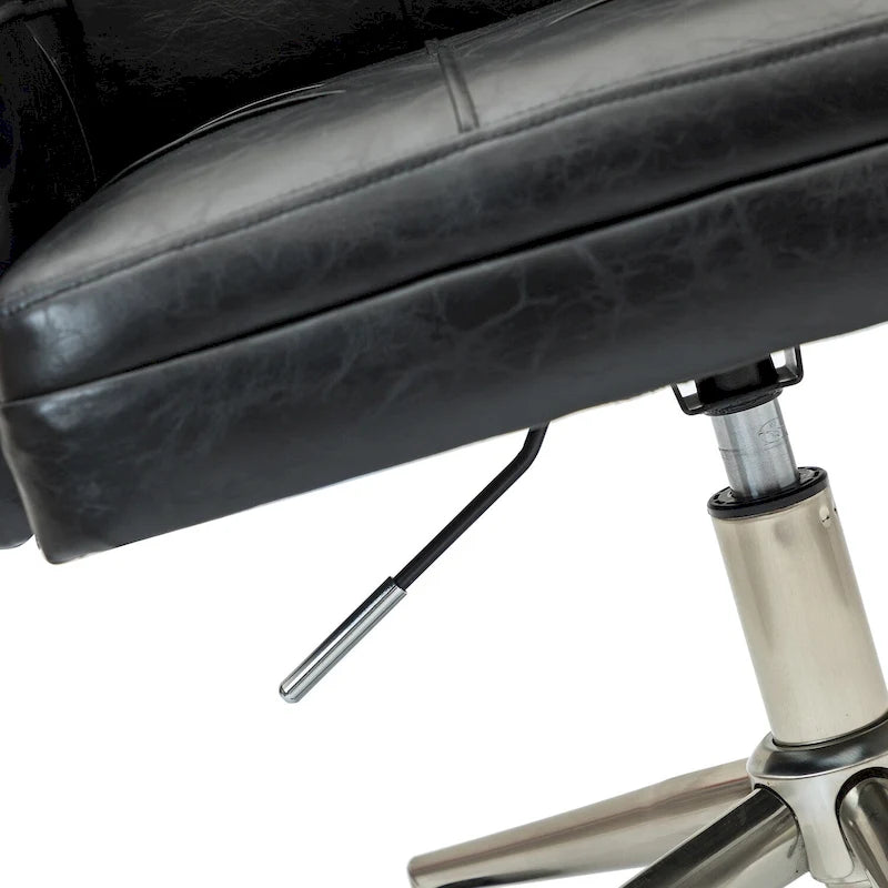 Chaise de bureau réglable en hauteur en cuir végétalien moderne Lorenz à 5 roulettes par HULALA HOME