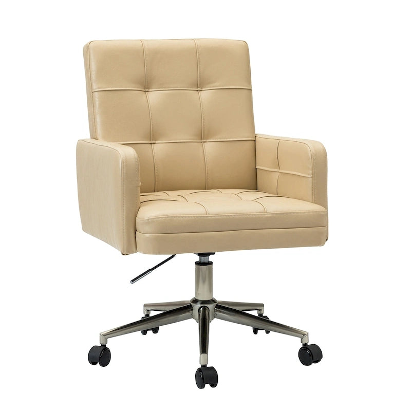 Chaise de bureau réglable en hauteur en cuir végétalien moderne Lorenz à 5 roulettes par HULALA HOME