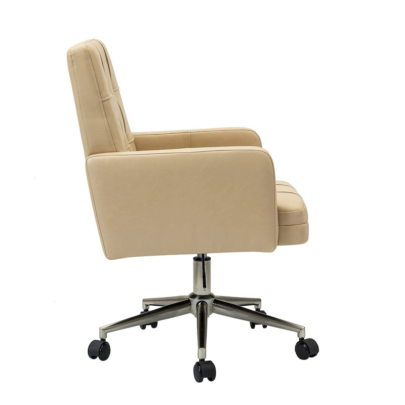 Chaise de bureau réglable en hauteur en cuir végétalien moderne Lorenz à 5 roulettes par HULALA HOME