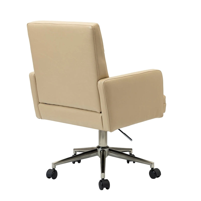 Chaise de bureau réglable en hauteur en cuir végétalien moderne Lorenz à 5 roulettes par HULALA HOME