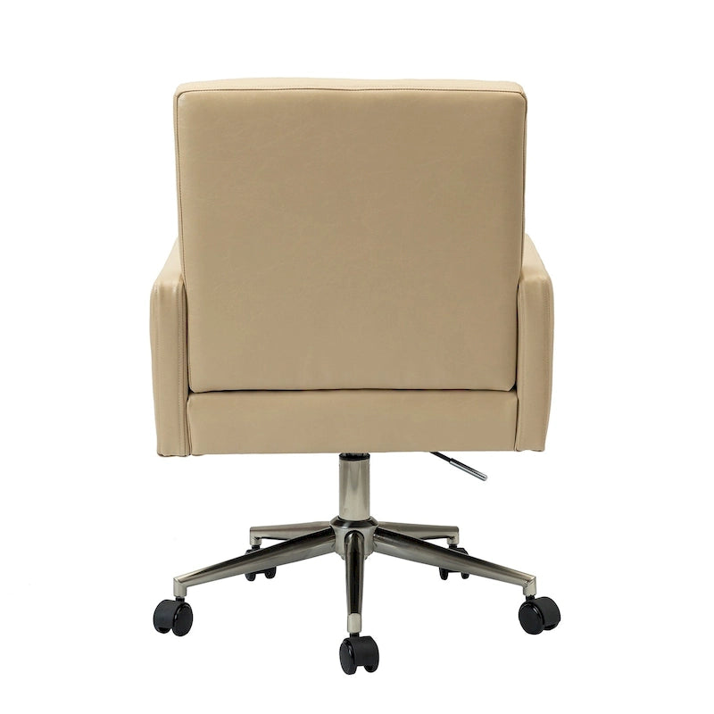Chaise de bureau réglable en hauteur en cuir végétalien moderne Lorenz à 5 roulettes par HULALA HOME