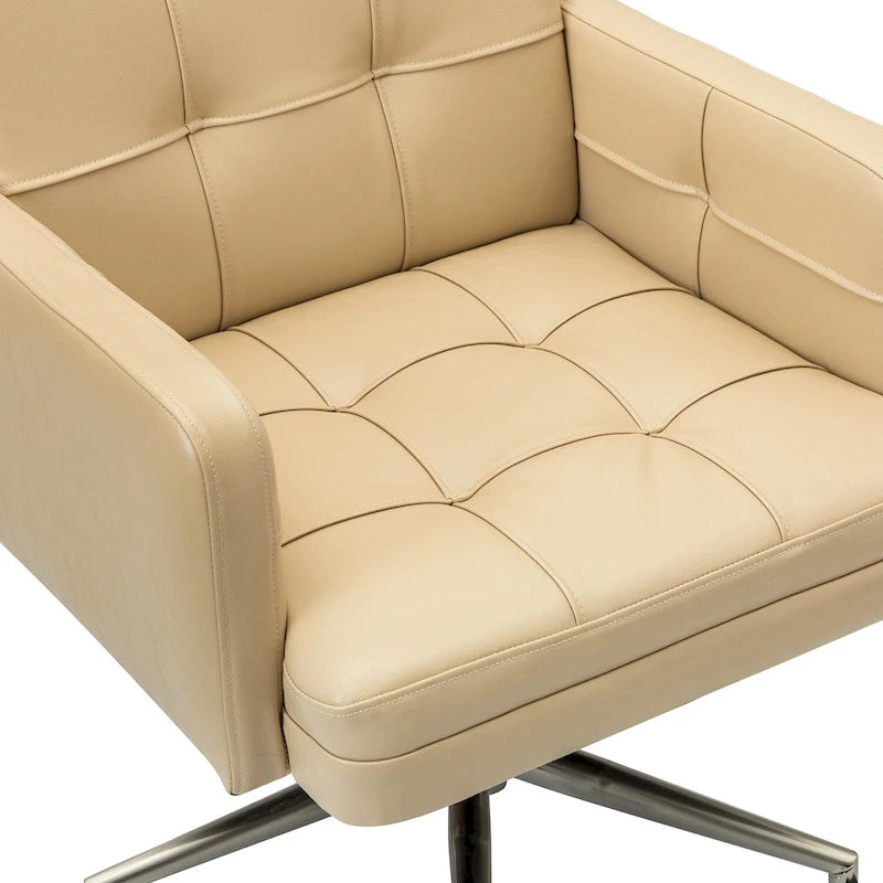 Chaise de bureau réglable en hauteur en cuir végétalien moderne Lorenz à 5 roulettes par HULALA HOME