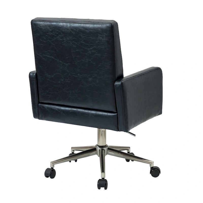 Chaise de bureau réglable en hauteur en cuir végétalien moderne Lorenz à 5 roulettes par HULALA HOME