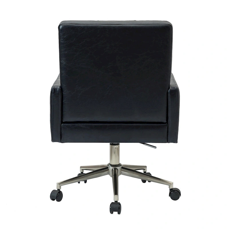 Chaise de bureau réglable en hauteur en cuir végétalien moderne Lorenz à 5 roulettes par HULALA HOME