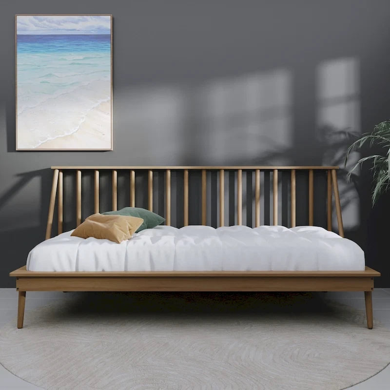 Lit de repos double en bois vintage