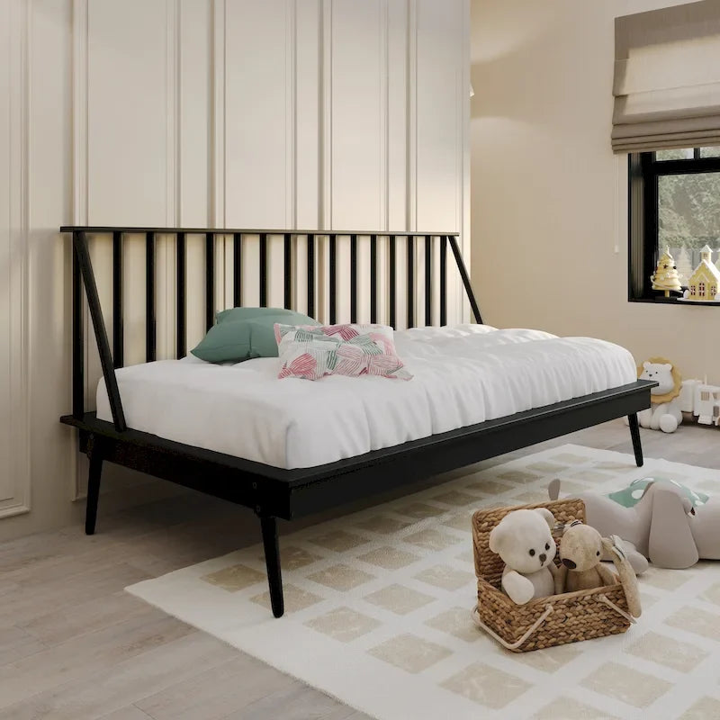Lit de repos double en bois vintage