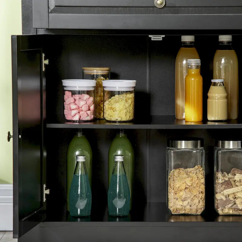 Buffet de style moderne avec meuble de rangement, tiroirs doubles et étagères réglables — Noir