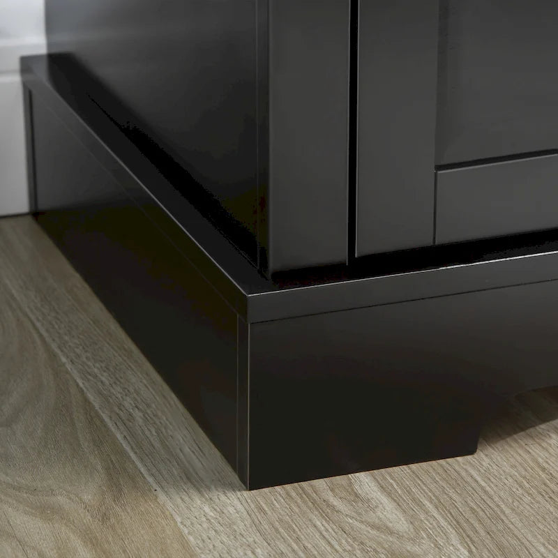 Buffet de style moderne avec meuble de rangement, tiroirs doubles et étagères réglables — Noir