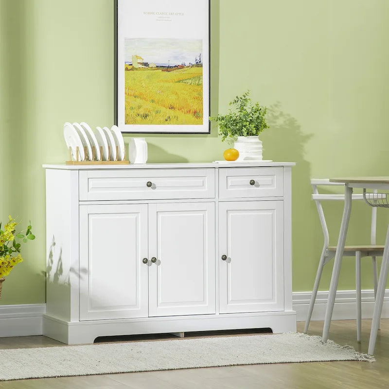 Buffet de style moderne avec meuble de rangement, tiroirs doubles et étagères réglables — Noir