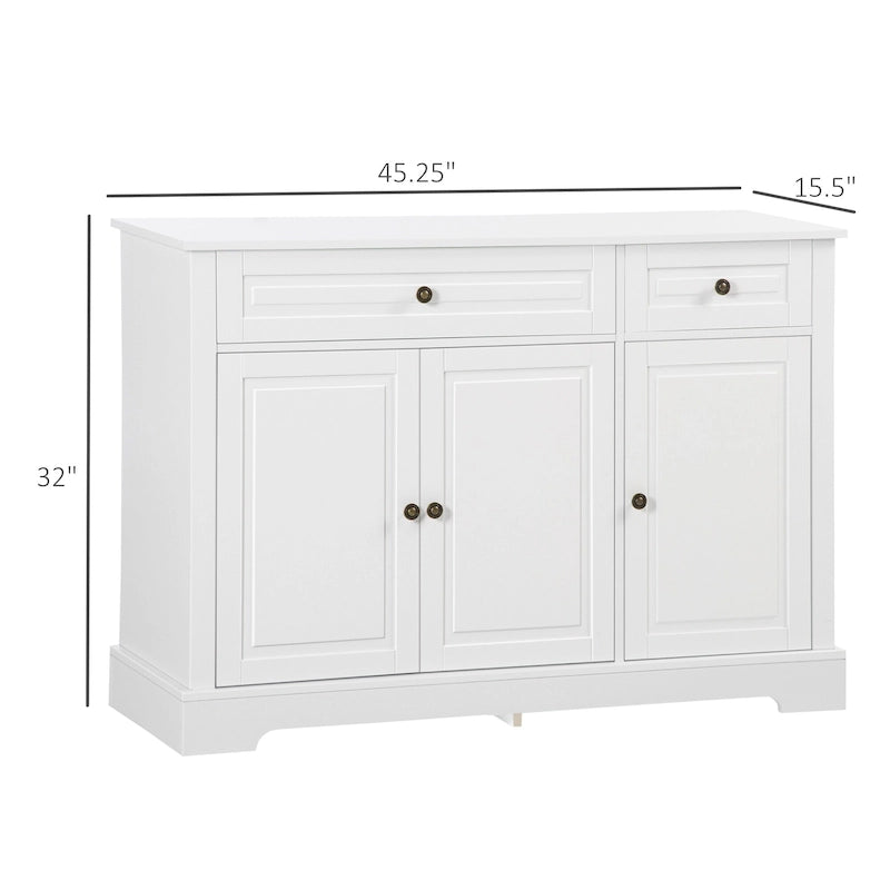 Buffet de style moderne avec meuble de rangement, tiroirs doubles et étagères réglables — Noir