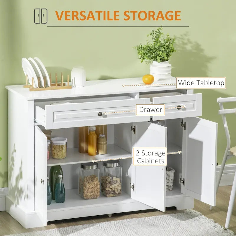 Buffet de style moderne avec meuble de rangement, tiroirs doubles et étagères réglables — Noir