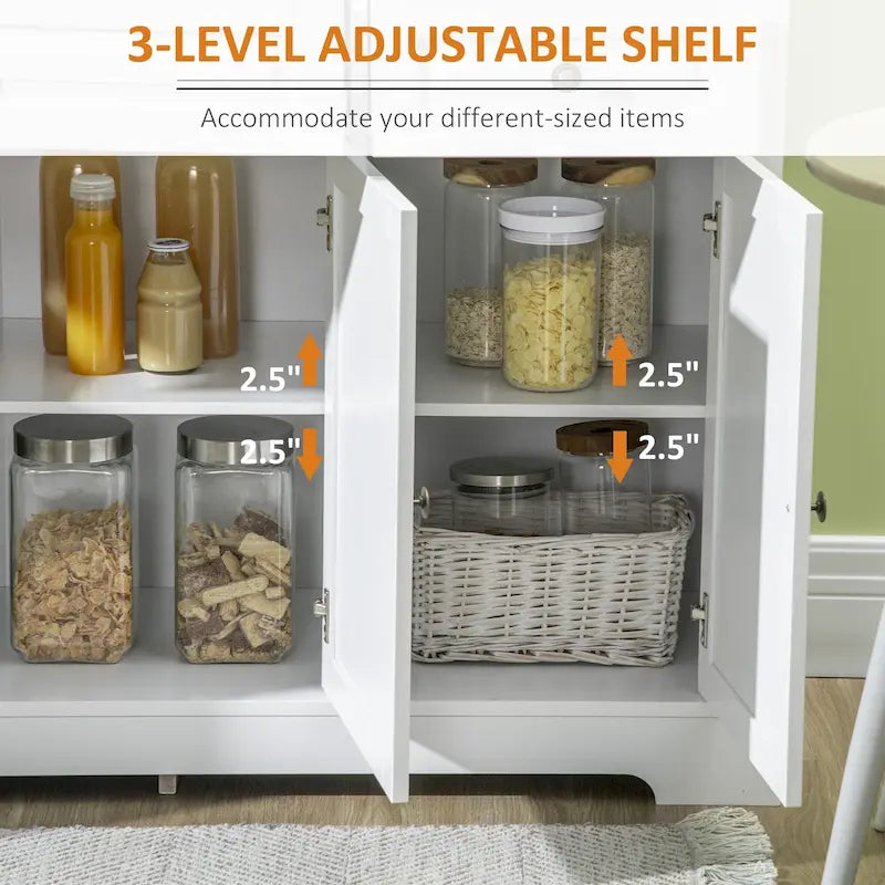 Buffet de style moderne avec meuble de rangement, tiroirs doubles et étagères réglables — Noir