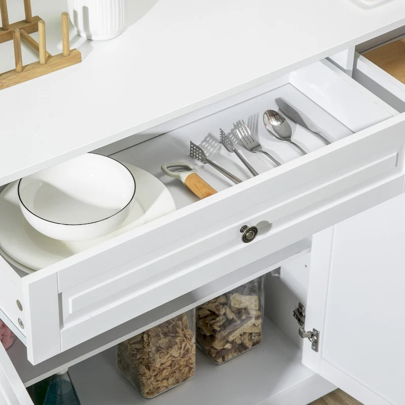 Buffet de style moderne avec meuble de rangement, tiroirs doubles et étagères réglables — Noir