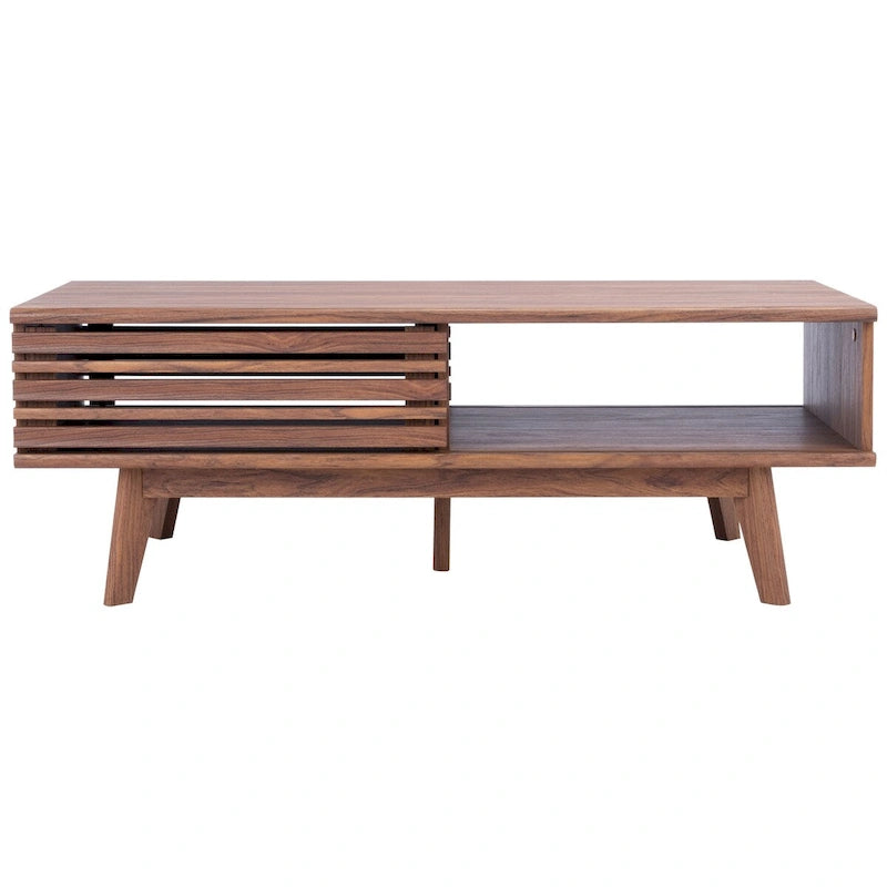 Table basse en noyer Mid-Century Modern à plateau simple — 46" L x 23" P x 16" H