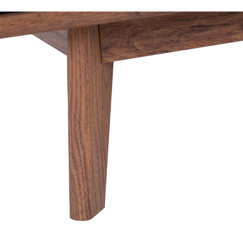 Table basse en noyer Mid-Century Modern à plateau simple — 46" L x 23" P x 16" H