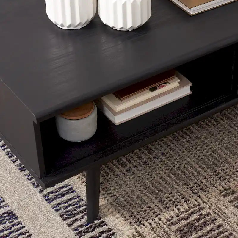 Table basse en noyer Mid-Century Modern à plateau simple — 46" L x 23" P x 16" H