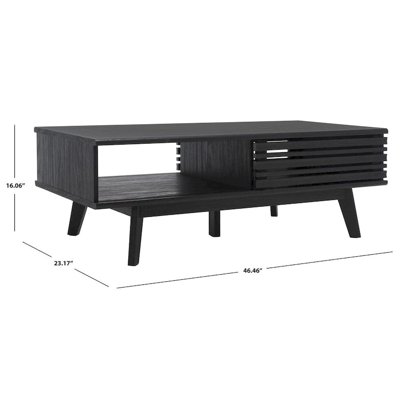 Table basse en noyer Mid-Century Modern à plateau simple — 46" L x 23" P x 16" H