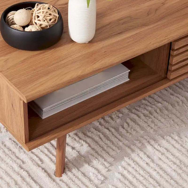 Table basse en noyer Mid-Century Modern à plateau simple — 46" L x 23" P x 16" H