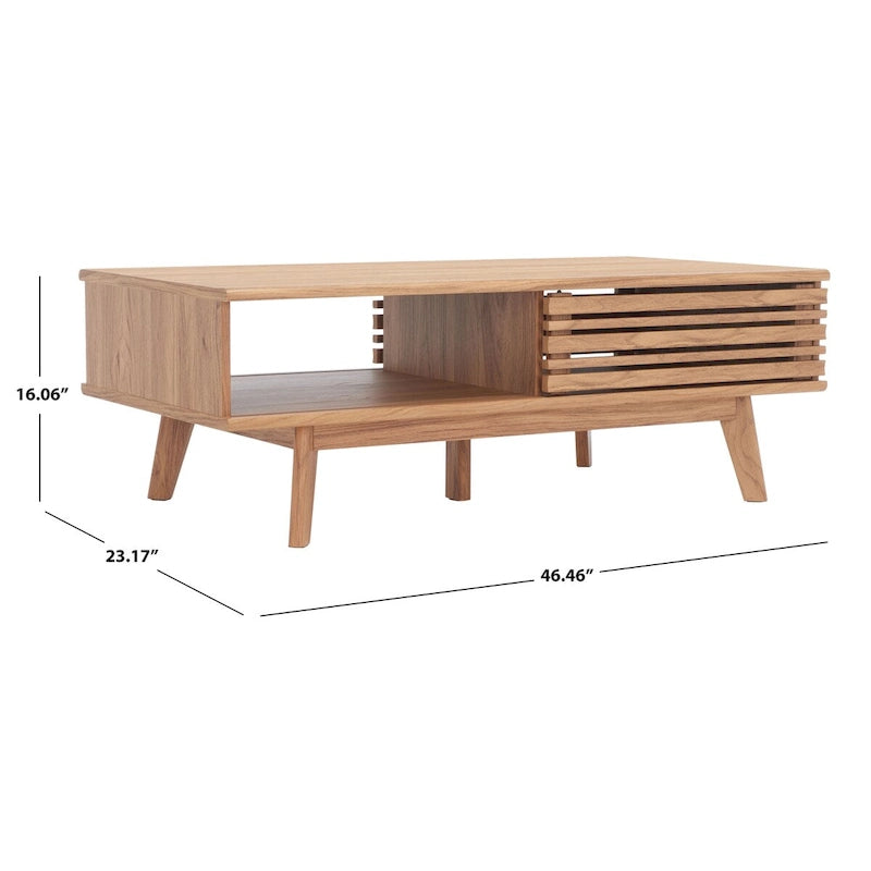 Table basse en noyer Mid-Century Modern à plateau simple — 46" L x 23" P x 16" H