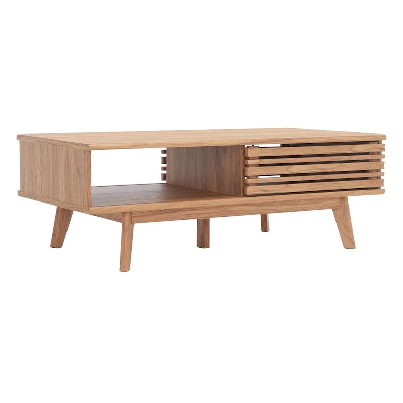 Table basse en noyer Mid-Century Modern à plateau simple — 46" L x 23" P x 16" H