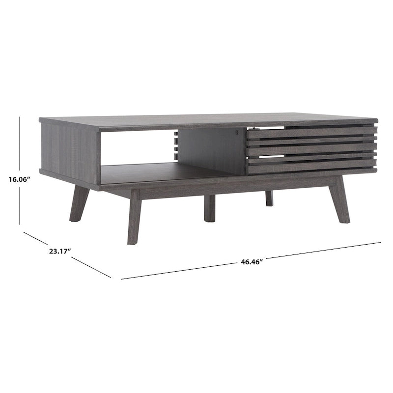 Table basse en noyer Mid-Century Modern à plateau simple — 46" L x 23" P x 16" H