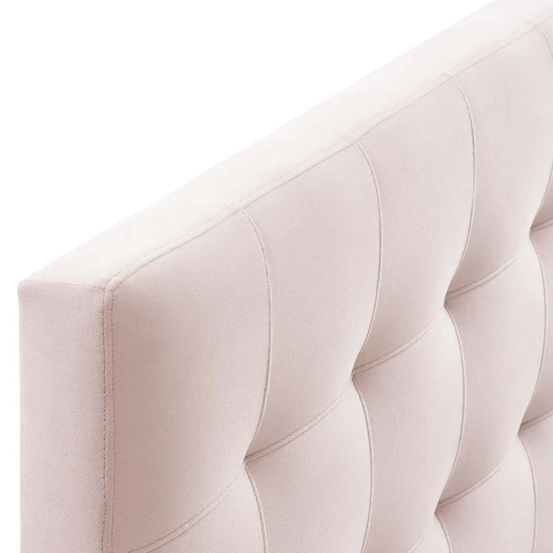 Tête de lit capitonnée en velours Biscuit Queen size