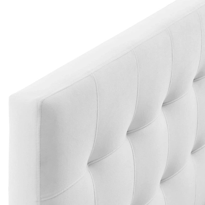 Tête de lit capitonnée en velours Biscuit Queen size
