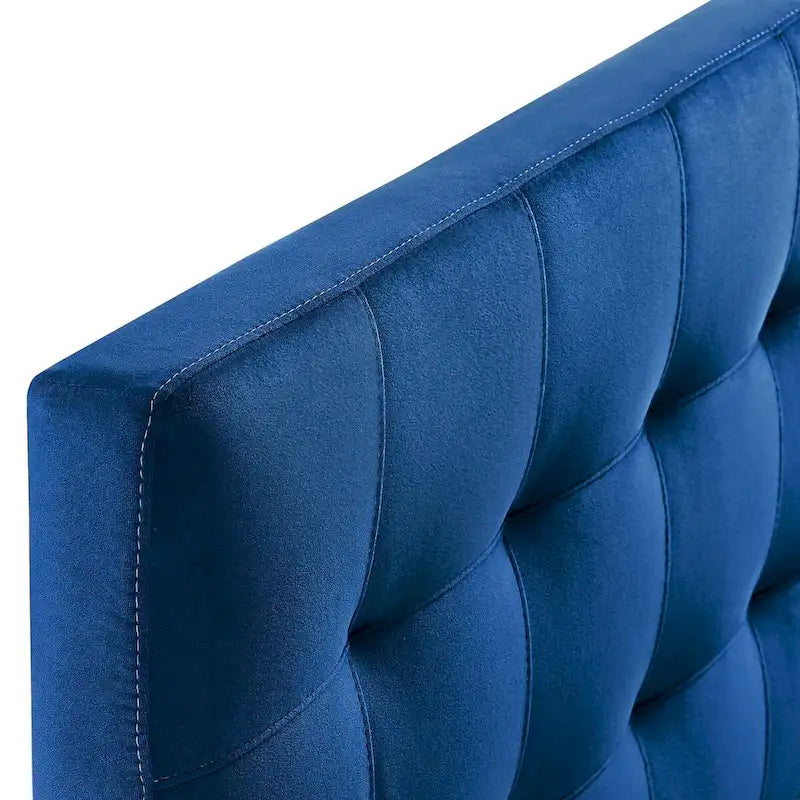 Tête de lit capitonnée en velours Biscuit Queen size