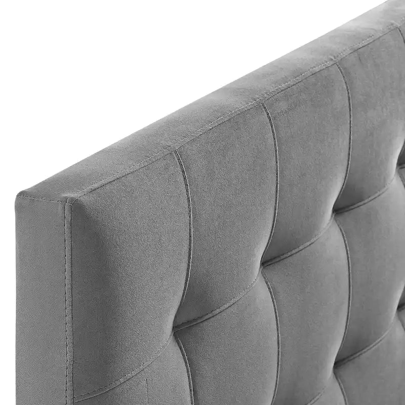 Tête de lit capitonnée en velours Biscuit Queen size