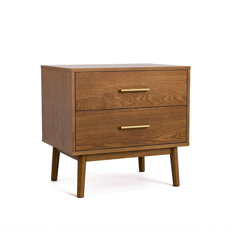 Série de tables de chevet à deux tiroirs en noyer de style médiéval