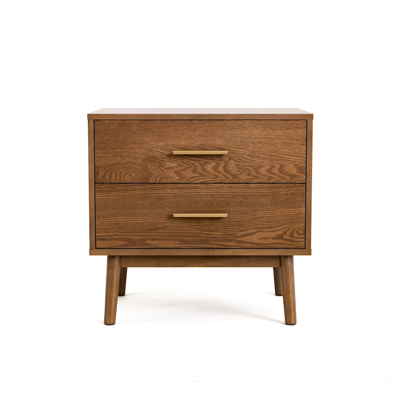Série de tables de chevet à deux tiroirs en noyer de style médiéval