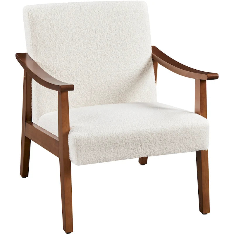 Fauteuil de salon rembourré — Fauteuil en tissu (avec pieds en bois massif) — L 62,2 x l 71,1 x H 73,7 cm