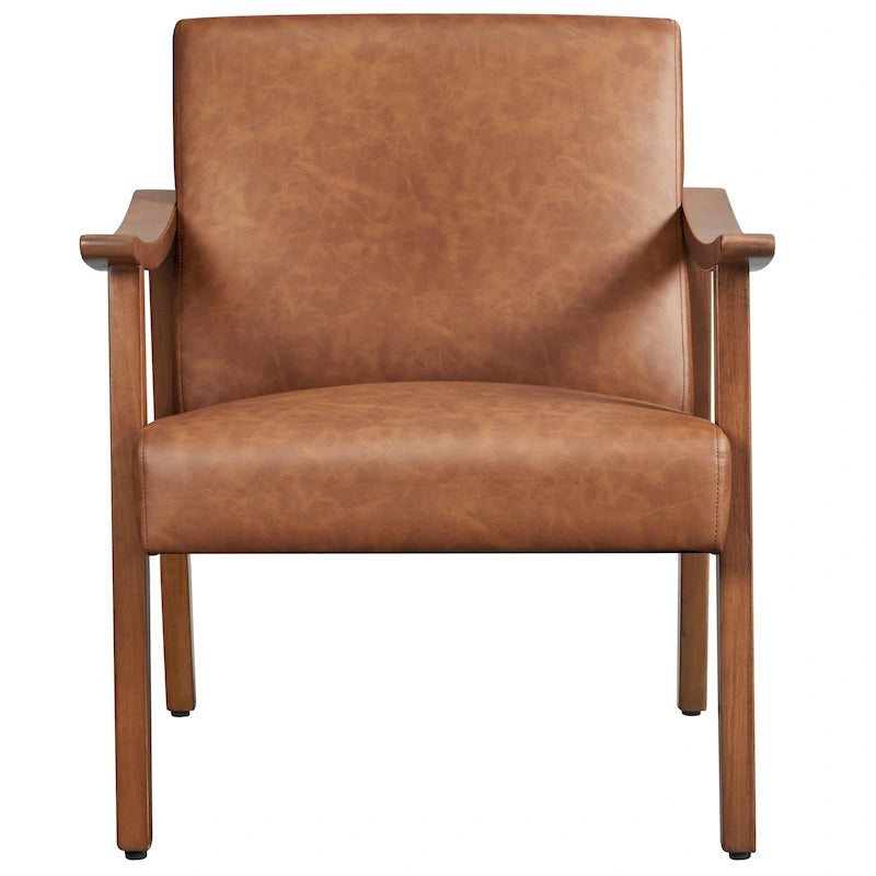 Fauteuil de salon rembourré — Fauteuil en tissu (avec pieds en bois massif) — L 62,2 x l 71,1 x H 73,7 cm