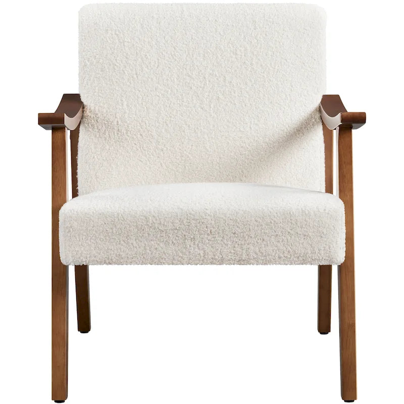 Fauteuil de salon rembourré — Fauteuil en tissu (avec pieds en bois massif) — L 62,2 x l 71,1 x H 73,7 cm
