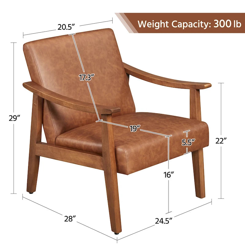 Fauteuil de salon rembourré — Fauteuil en tissu (avec pieds en bois massif) — L 62,2 x l 71,1 x H 73,7 cm