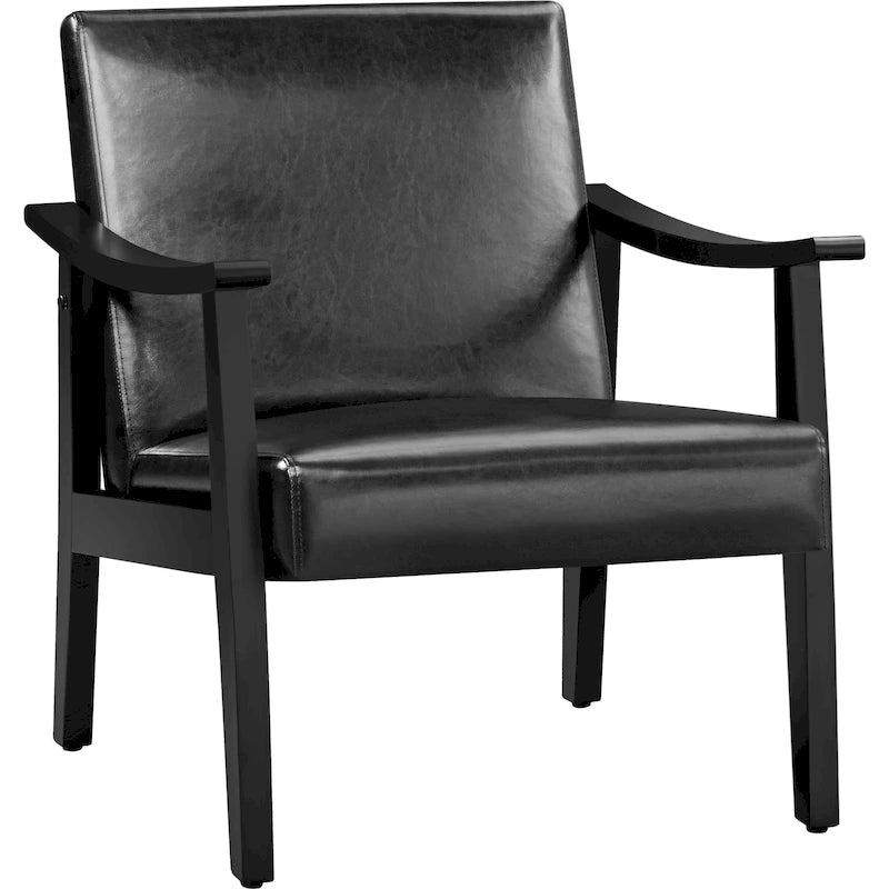 Fauteuil de salon rembourré — Fauteuil en tissu (avec pieds en bois massif) — L 62,2 x l 71,1 x H 73,7 cm
