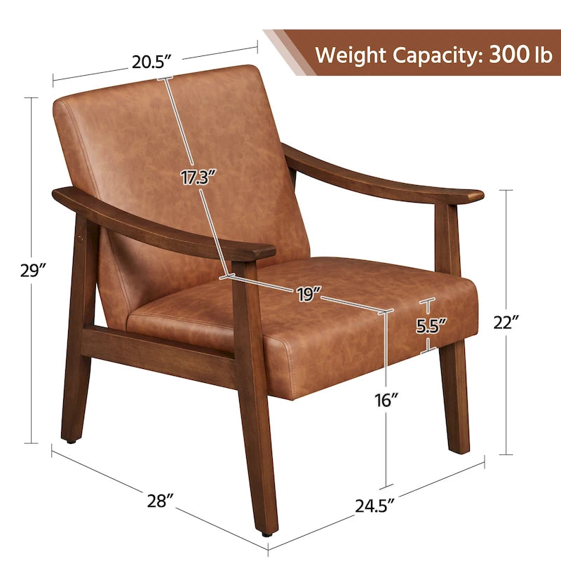Fauteuil de salon rembourré — Fauteuil en tissu (avec pieds en bois massif) — L 62,2 x l 71,1 x H 73,7 cm