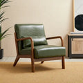 Fauteuil en cuir synthétique de style moderne du milieu du siècle, hauteur 78 cm (coussin décoratif inclus) — 65,4 cm (L) x 85,7 cm (P) x 78 cm (H)