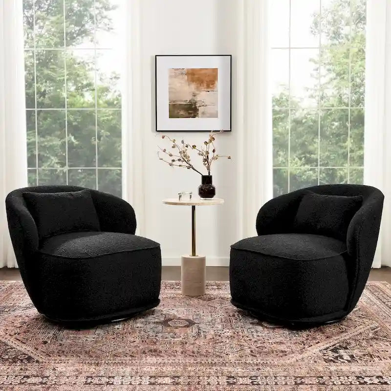 Fauteuil pivotant d'appoint en bouclé Sherpa de 33 po de largeur (lot de 2)