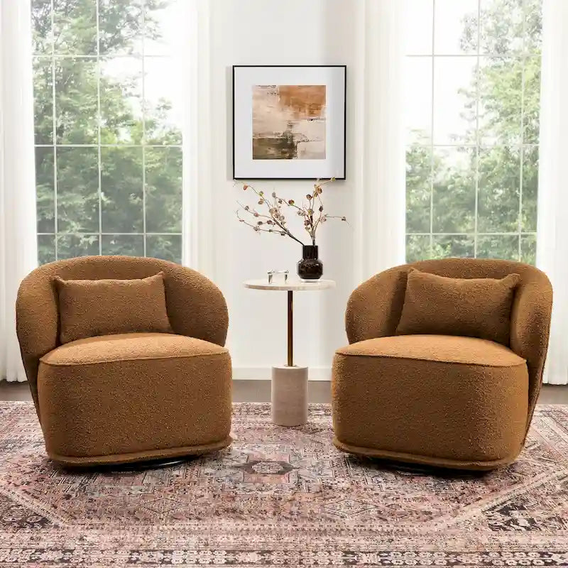 Fauteuil pivotant d'appoint en bouclé Sherpa de 33 po de largeur (lot de 2)