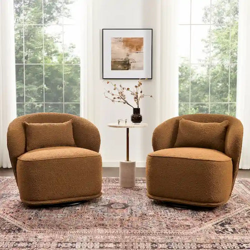 Fauteuil pivotant d'appoint en bouclé Sherpa de 33 po de largeur (lot de 2)