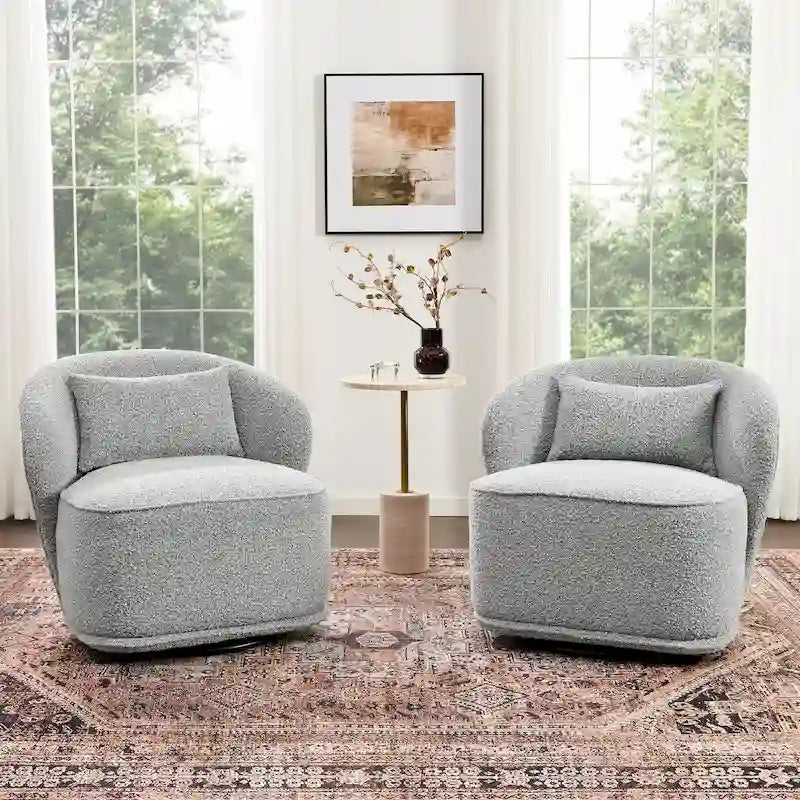 Fauteuil pivotant d'appoint en bouclé Sherpa de 33 po de largeur (lot de 2)