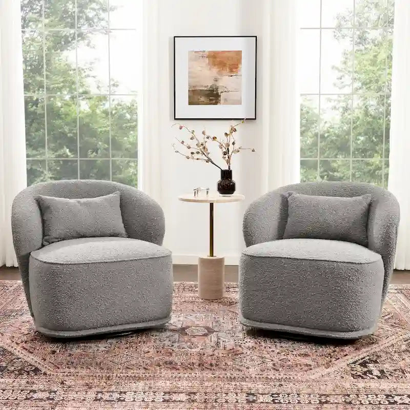 Fauteuil pivotant d'appoint en bouclé Sherpa de 33 po de largeur (lot de 2)
