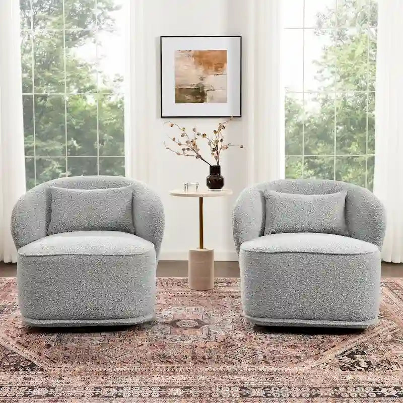 Fauteuil pivotant d'appoint en bouclé Sherpa de 33 po de largeur (lot de 2)