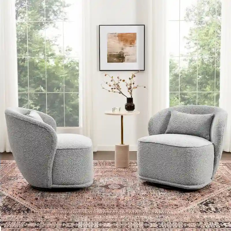Fauteuil pivotant d'appoint en bouclé Sherpa de 33 po de largeur (lot de 2)