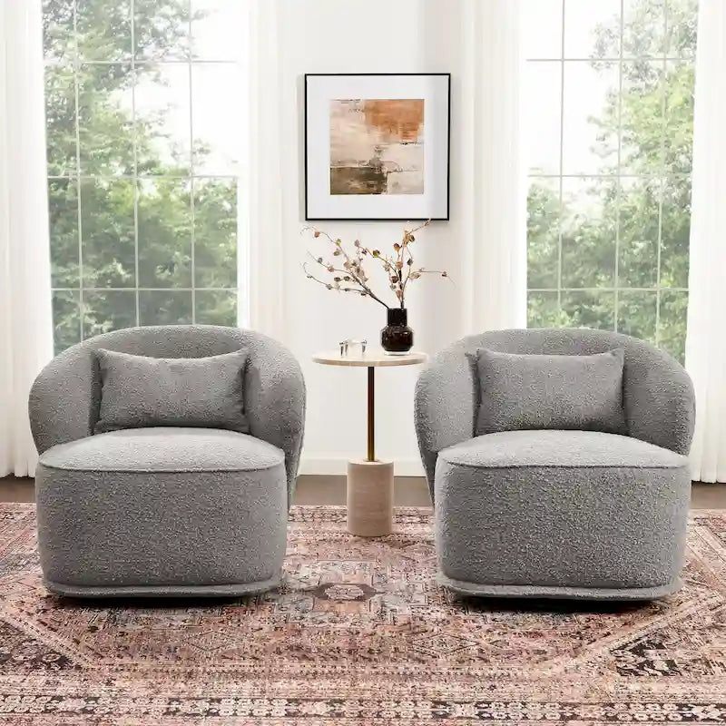 Fauteuil pivotant d'appoint en bouclé Sherpa de 33 po de largeur (lot de 2)
