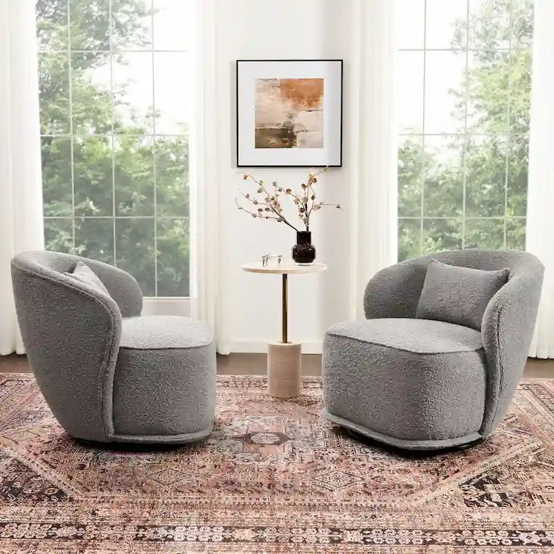 Fauteuil pivotant d'appoint en bouclé Sherpa de 33 po de largeur (lot de 2)