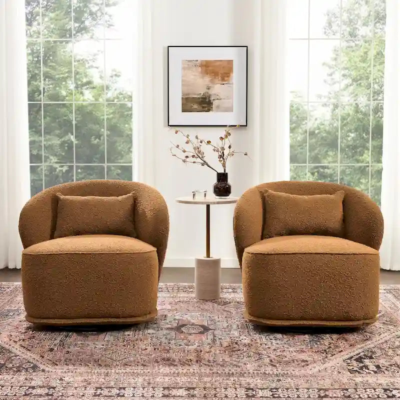 Fauteuil pivotant d'appoint en bouclé Sherpa de 33 po de largeur (lot de 2)